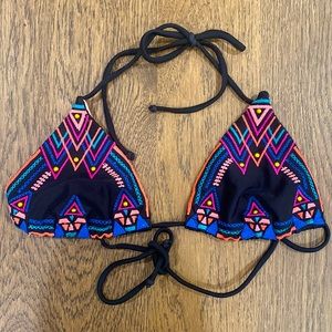Fun Tribal Print Triangular Bikini Top Size S